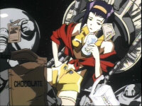 Faye Valentine, out of gas and (more importantly) out of tasty food